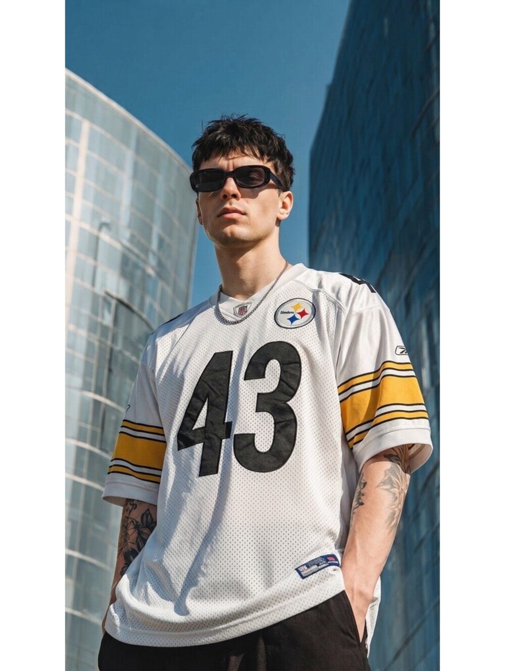 Reebok Pittsburgh Steelers #43 Polamalu NFL Jersey White Size M